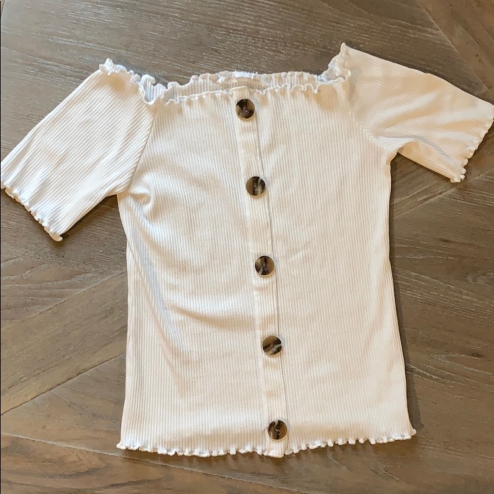 Off the shoulder button down crop top